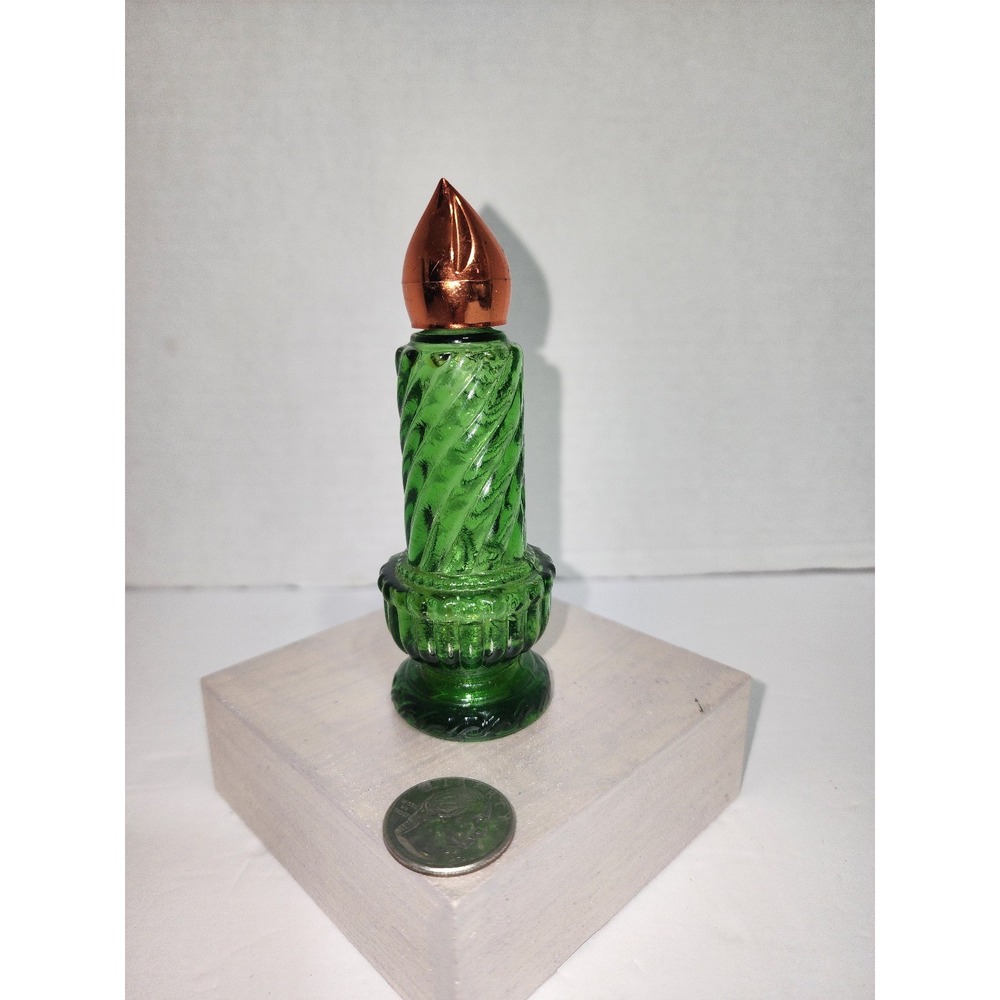 vintage Avon Christmas Candle empty Sweet Honesty  cologne 1970s green‎ glass